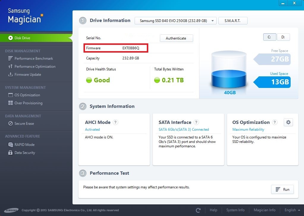  Samsung SSD 840 EVO 250 GB Crystal Benchmark Sonuçlarım