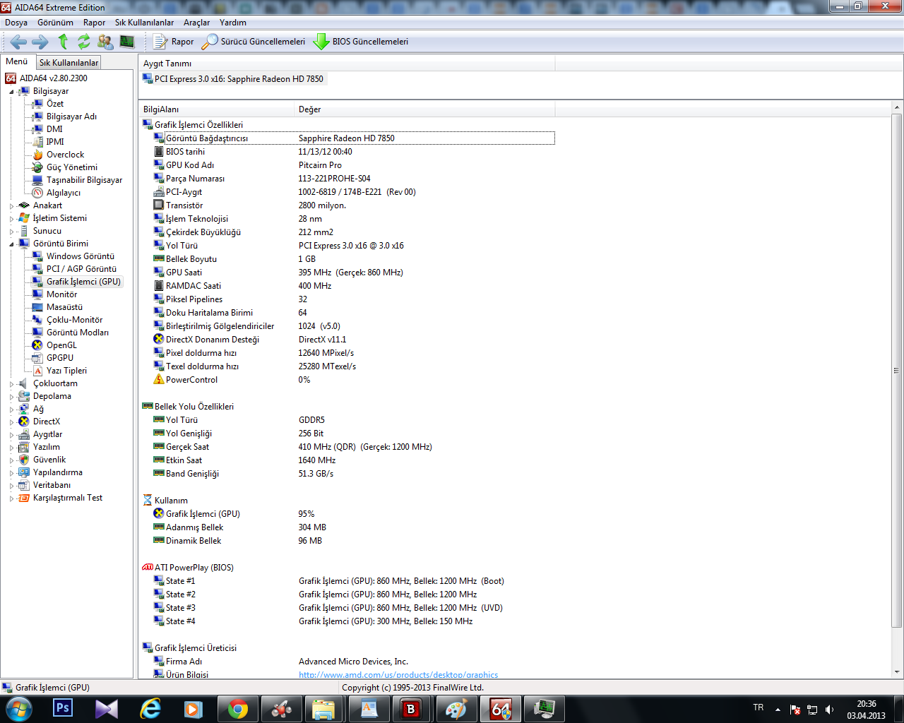  Sapphire Radeon HD 7850 ISINMA VE YÜK PROBLEMİ