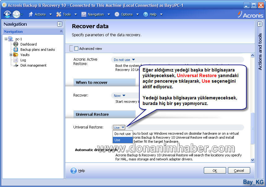  Acronis Backup & Recovery Server + Universal Restore (Resimli Anlatım)