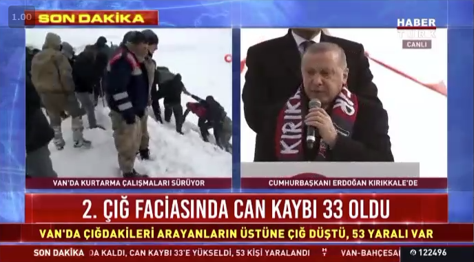 Çığ Felaketi Yaşanırken Miting Yapan Erdoğan