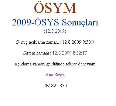  Öss Tercih Sonuçları 12.08.09