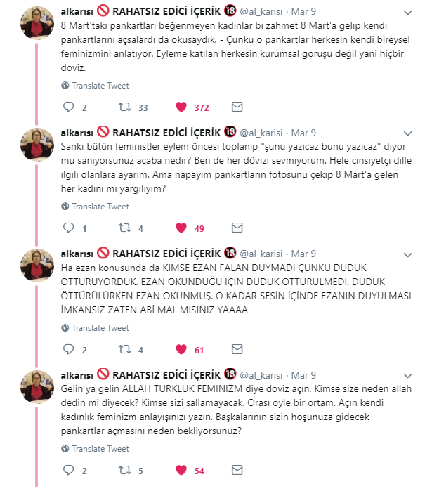 Feminist Gece Yürüyüsü'ndeki marjinal pankartlar hakkinda..