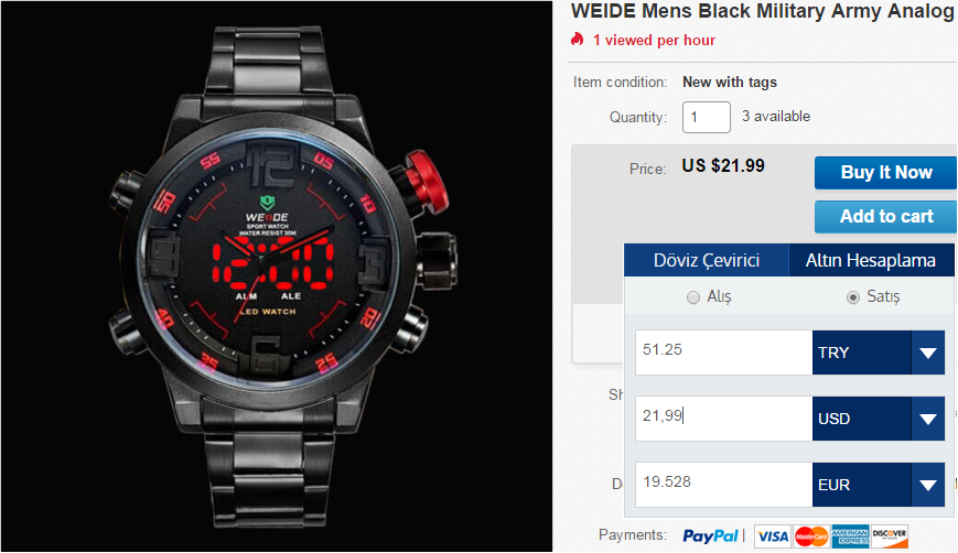  WEIDE Saat - Sıfır - 60 TL