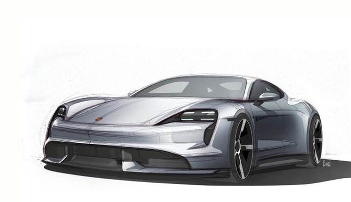 Porsche, ilk eletkrikli otomobili Taycan'ın taslak çizimlerini yayınladı