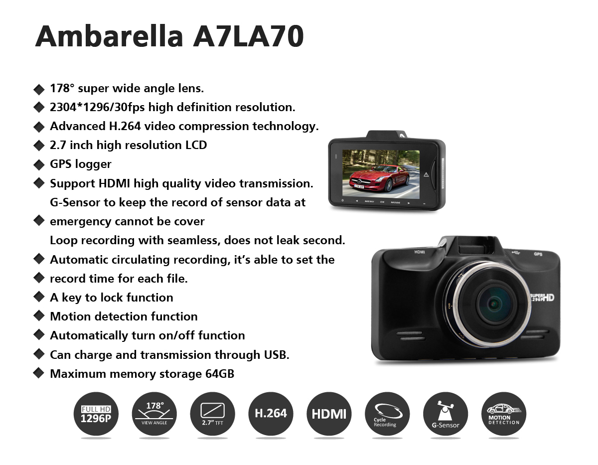  Araç Kamerası DOME GS98C +GPS En Kaliteli görüntü 1296P Super HD Kalitesi