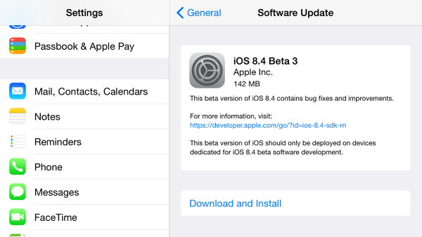 iOS 8.4 sürümünün üçüncü betası geliştiricilere dağıtıldı