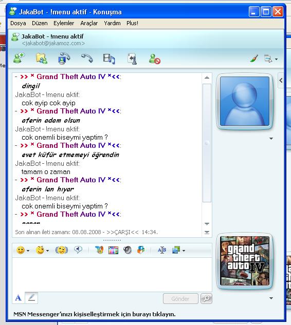  >>> MSN ROBOTU KÜFÜRBAZ ÇIKTI AMA KANKA OLDUK :D SS'Lİ