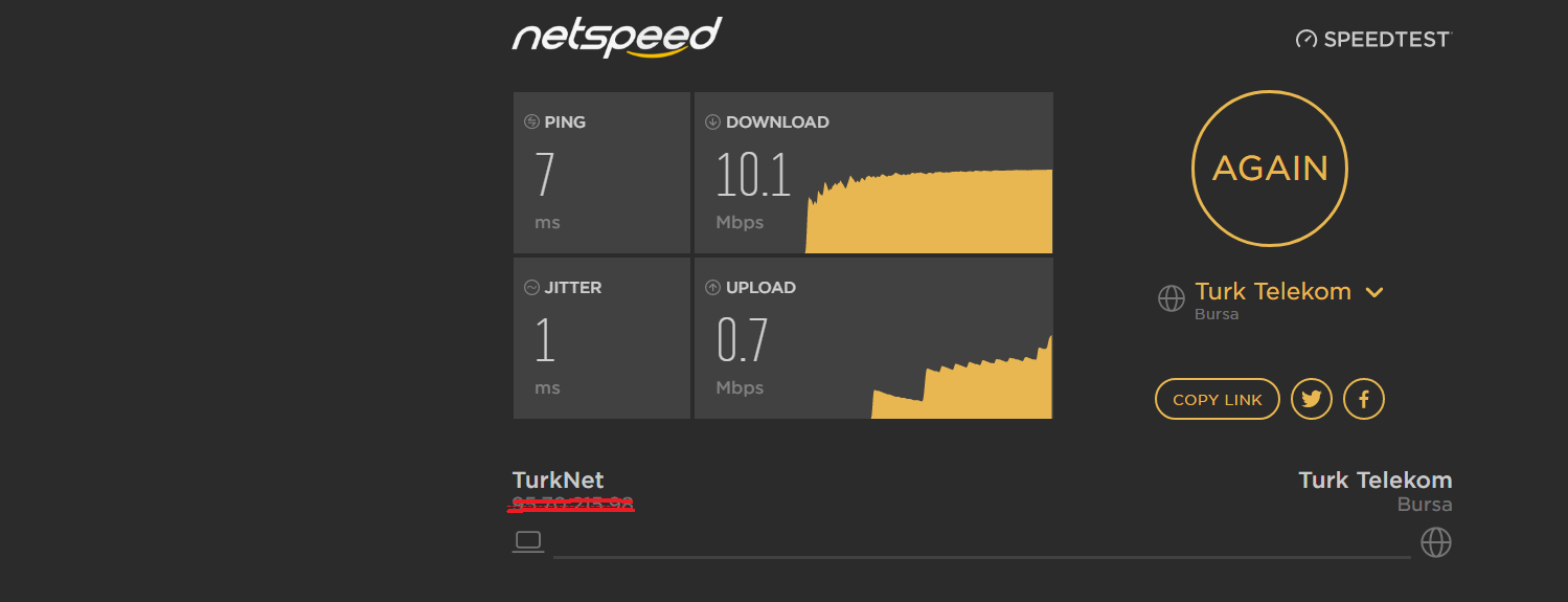 Anlık TurkNet hızınız nedir?