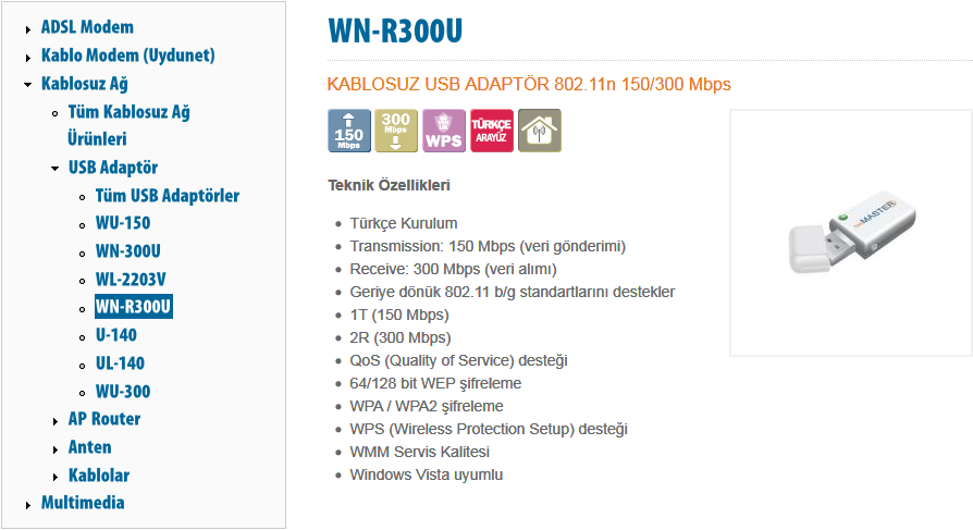  NETMASTER WN-R300U 802.11N 150-300 MBPS WİRELESS USB ADAPTÖR 15 TL