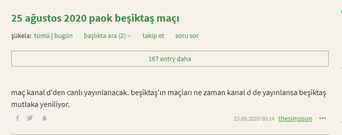 Daha önce de söyledim..Beşiktaş maçları Kanal d de yayınlandığı sürece kazanamaz...