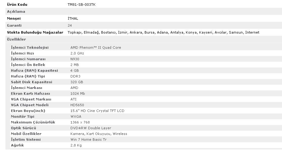  Packard Bell TM81 Notebook