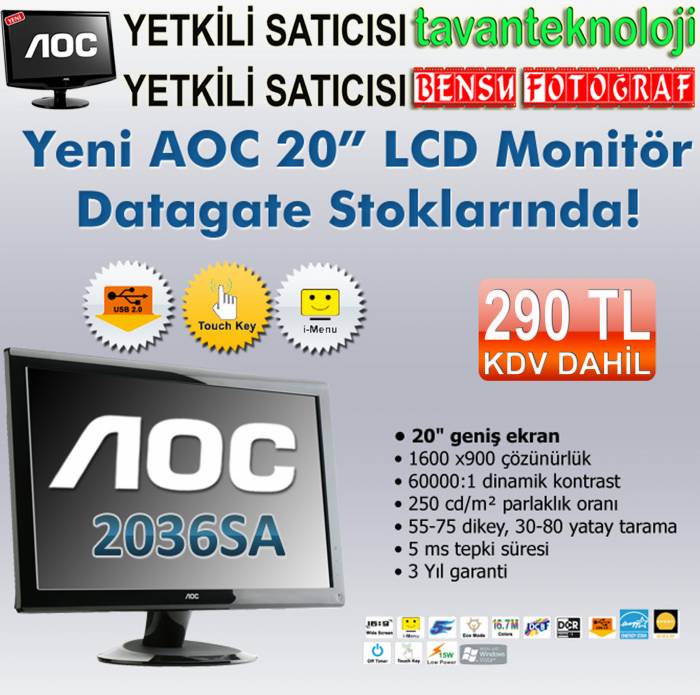  HYUNDAI 42'INC  V-1042  106 Full HD LCD TV // AOC 2036SA 20' 5ms LCD Monitör