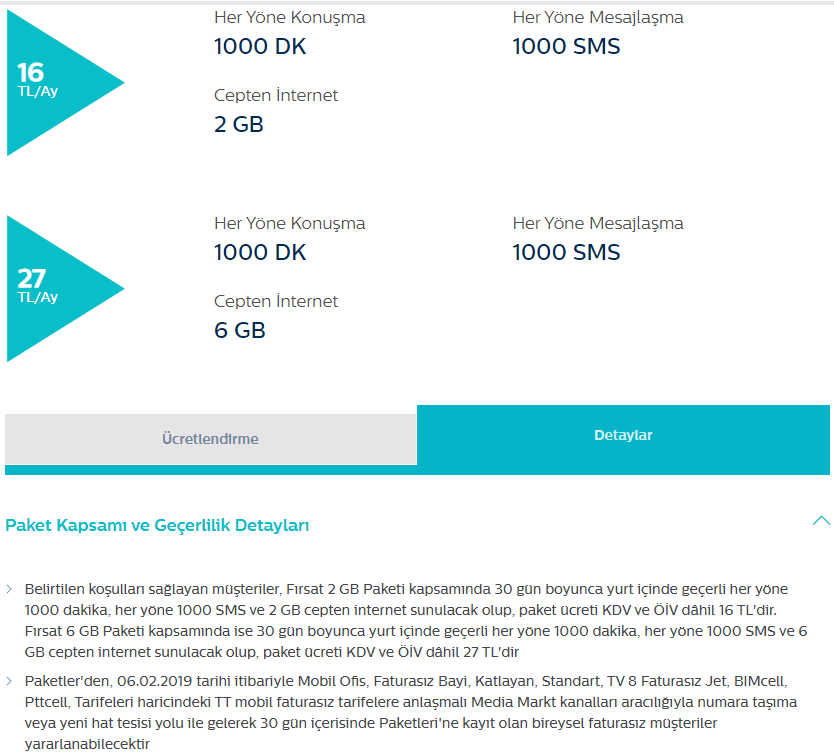 TT Faturasız -6GB+1000 DK 27 TL - Numara Taşıma - Yeni Hat- Media Markt