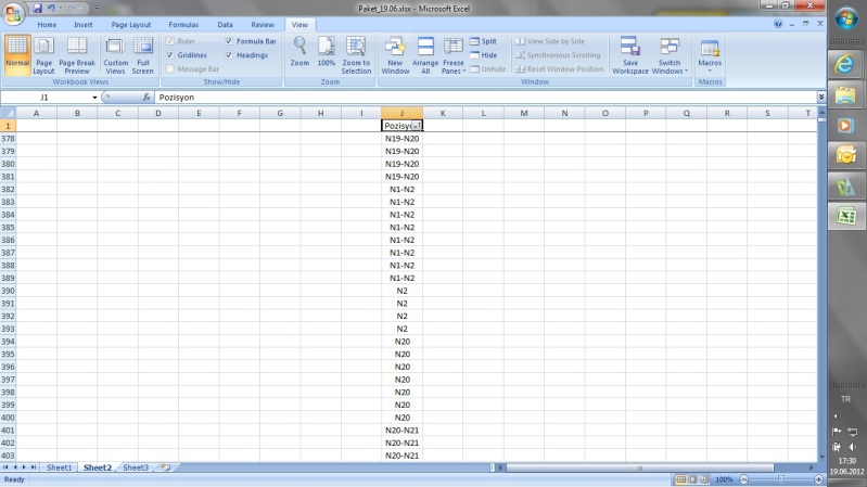  Excel veri sıralama(sort) hatası