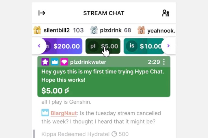 Twitch'de yayıncılar için yeni gelir akışı: Hype Chat