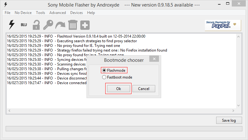 Proxy not found. Sony mobile flasher.