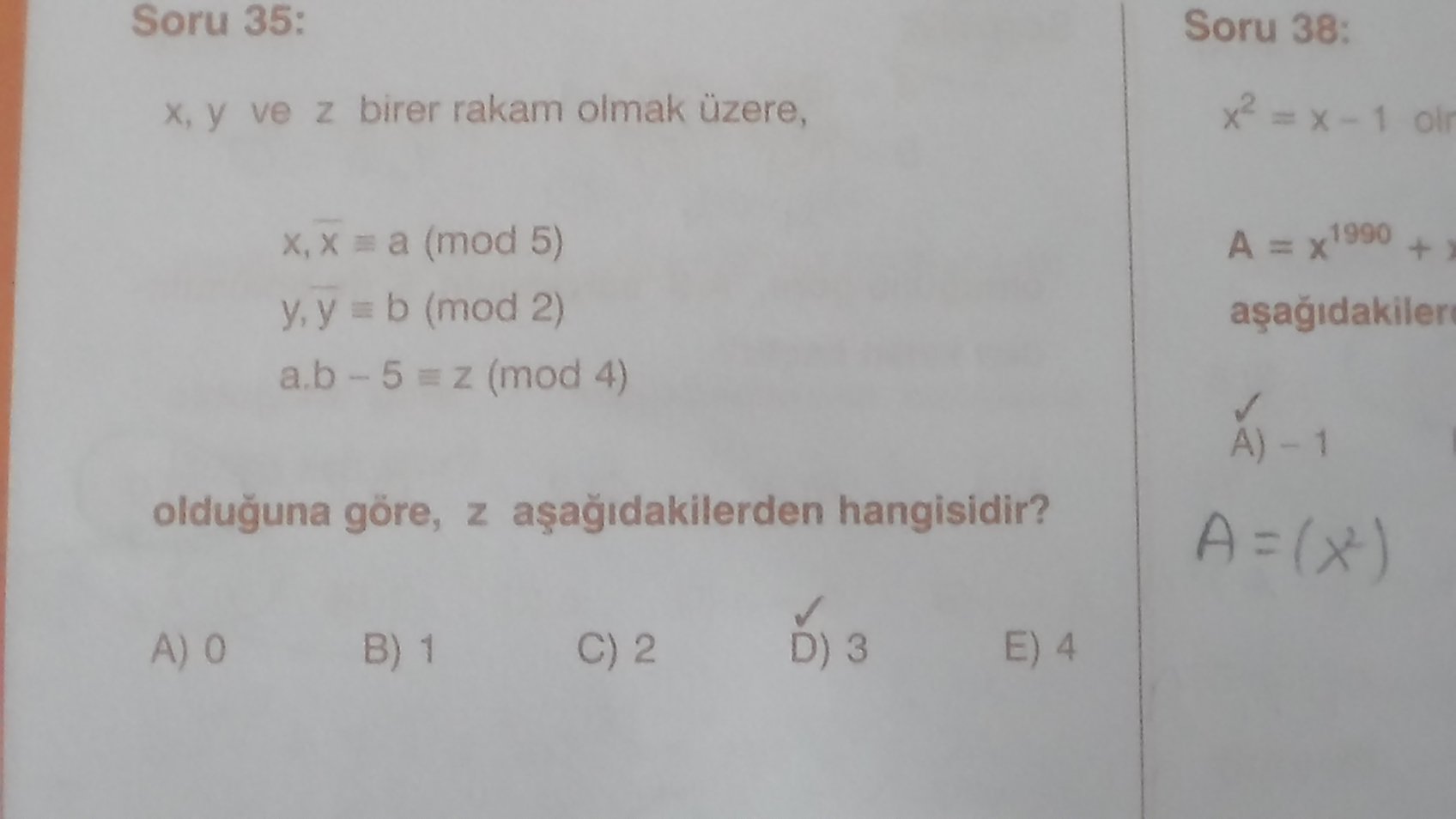  Modüler aritmetik sorusu simetriden