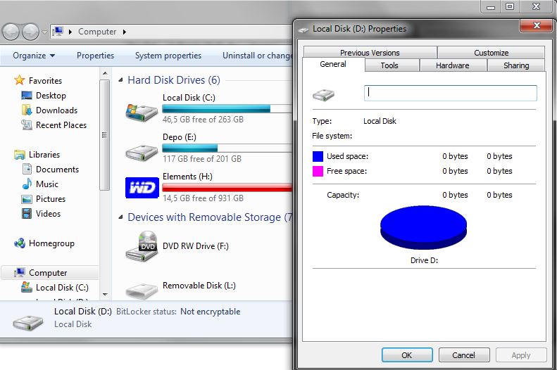  'You need to format the disk in drive D:before you can use it' hatası