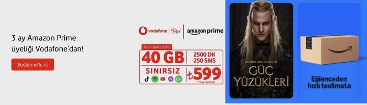 Vodafone'lulara 3 ay Amazon Prime üyeliği hediye