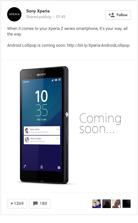 Xperia Z için Lollipop güncellemesi yolda, T2 Ultra ve C3 modelleri de Lollipop'a kavuşacak