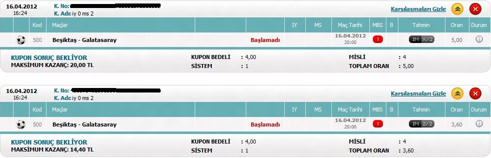  Beşiktaş - Galatasaray = iy0/ms2 veya iy2/ms2 düşünüyorum