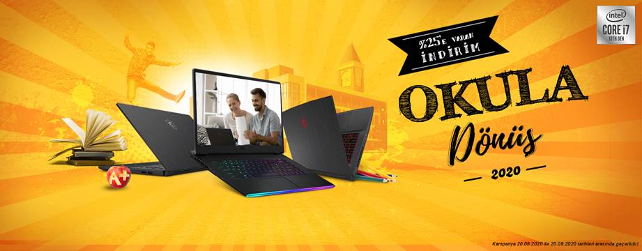 MSI Laptoplar'da Okula Dönüş Kampanyası!