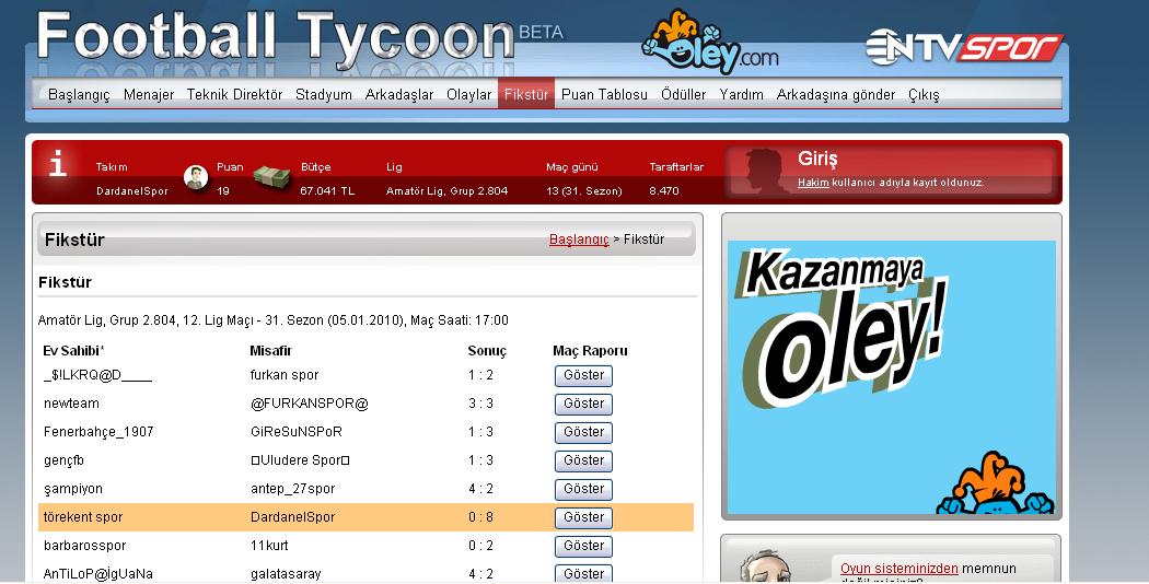  NTV SPOR FOOTBALL TYCOON (MANAGER) (REHBERLİ!)