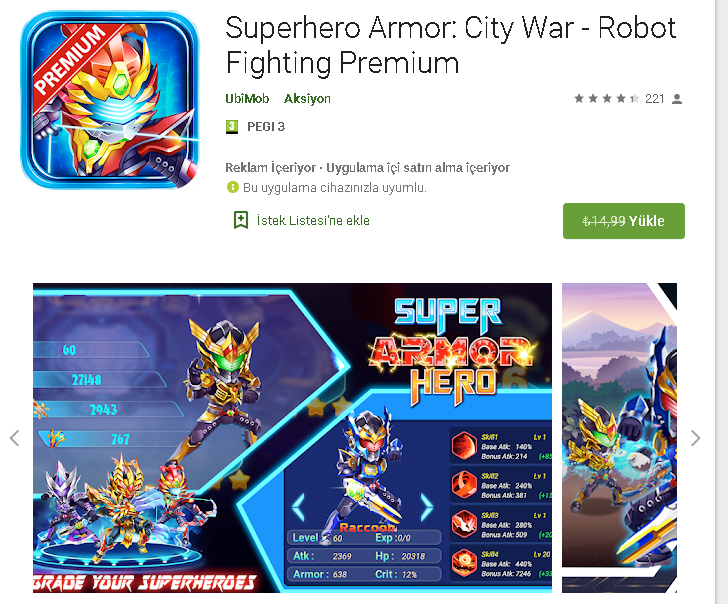 Superhero Armor: City War - Robot Fighting Premium Android Ücretsiz