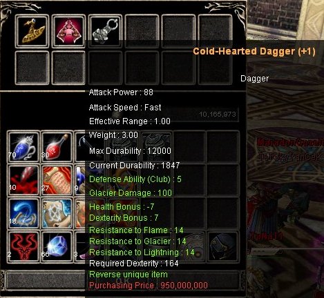  +7 Cold Hearted Dagger aldım (resimli)