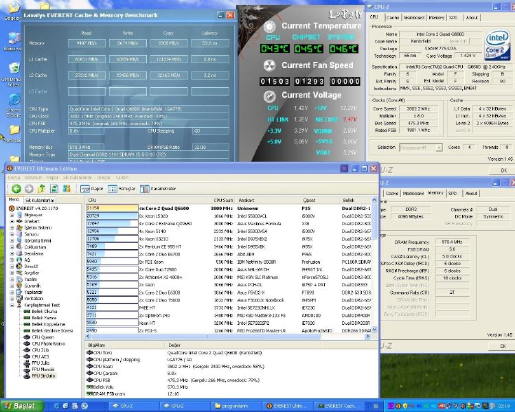  DFI Lanparty DK P35-T2RS UV Reaktive resimler. Q6600 510 FSB