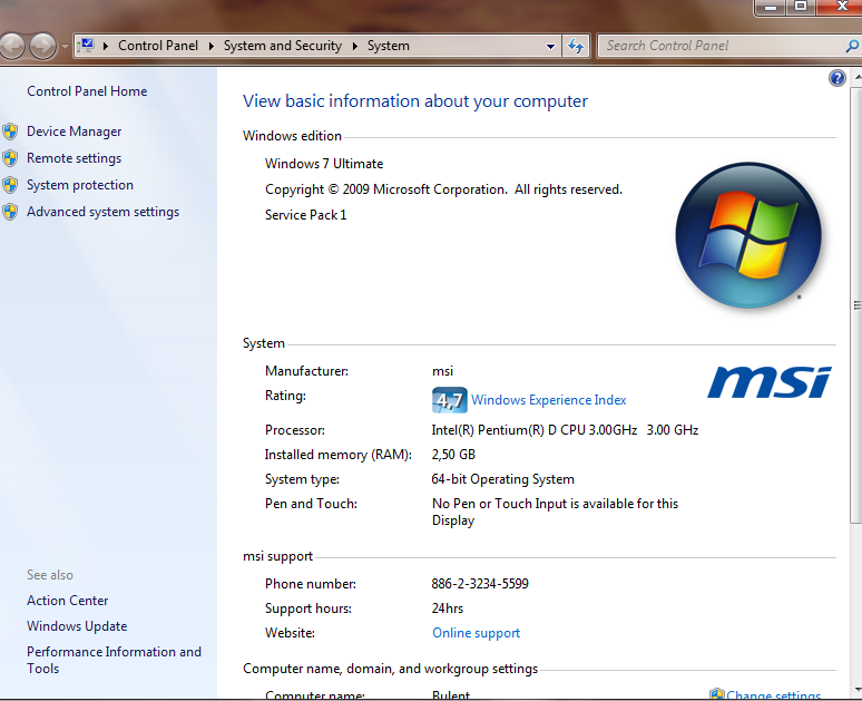  Windows 7 64 bit kullanıyorum 2,5 gb ram görüyor