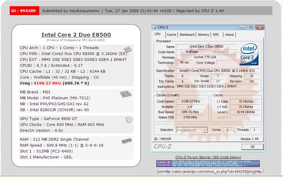  MSI P45 Platinum FSB@704MHZ