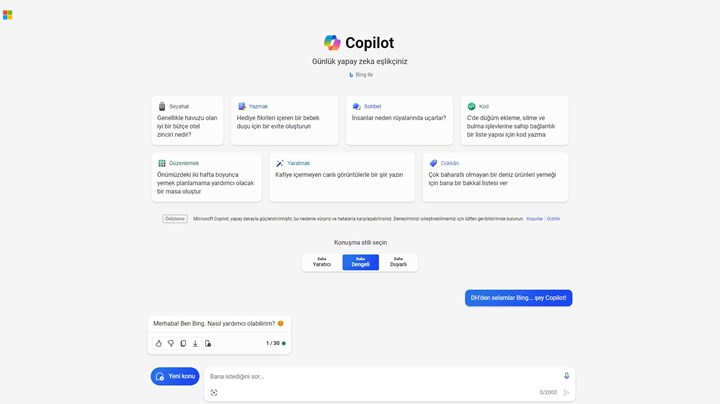 Microsoft, yapay zeka için Copilot’a ağrılık vererek Bing arka plana itti
