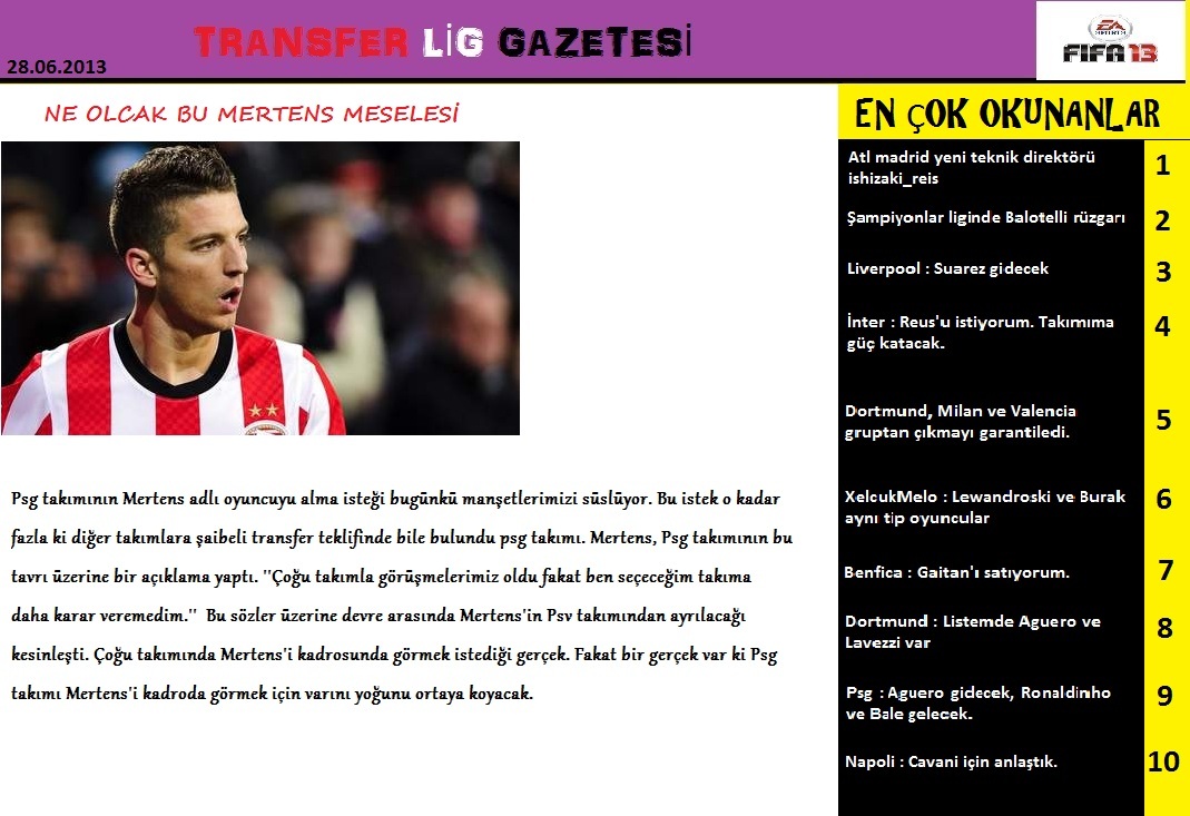  TRANSFER LİG 2013 TURNUVASI [ PC ] 1. Sezon BİTTİ.