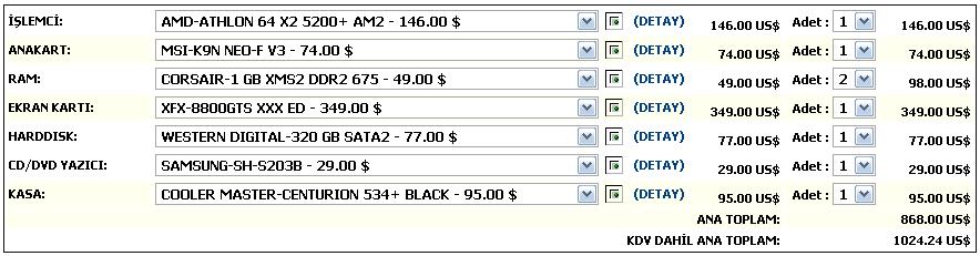  1000 dolar civarı sistem tavsiyesi