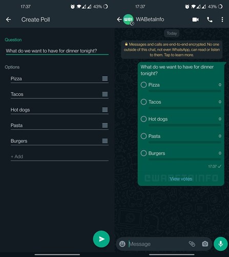 Artık WhatsApp'ta bire bir sohbetlerde de kendi anketlerinizi gönderebileceksiniz