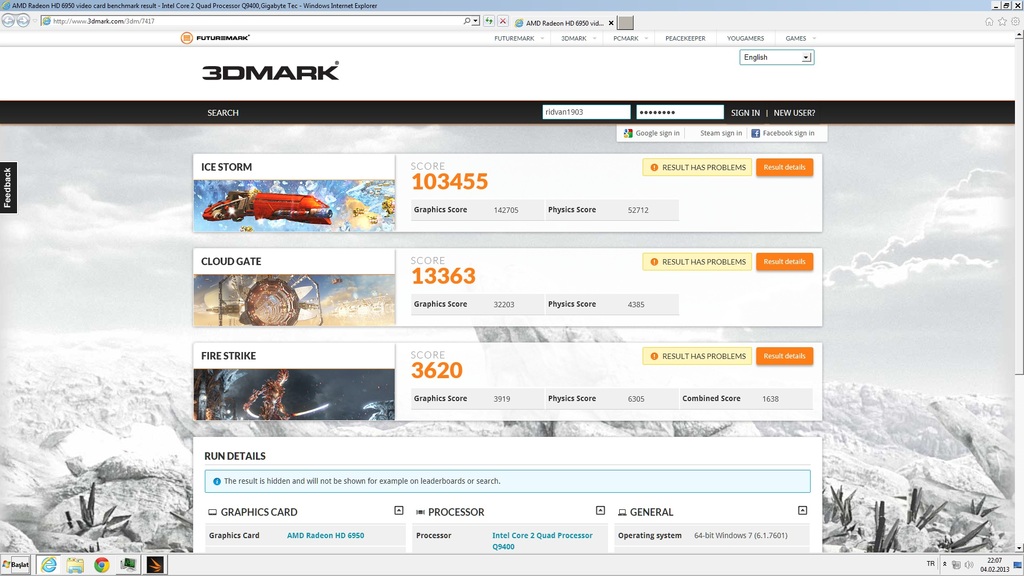  Yeni 3DMARK 4 Şubat 2013 TSİ 20:00 de. Skorlarımızı paylaşalım.