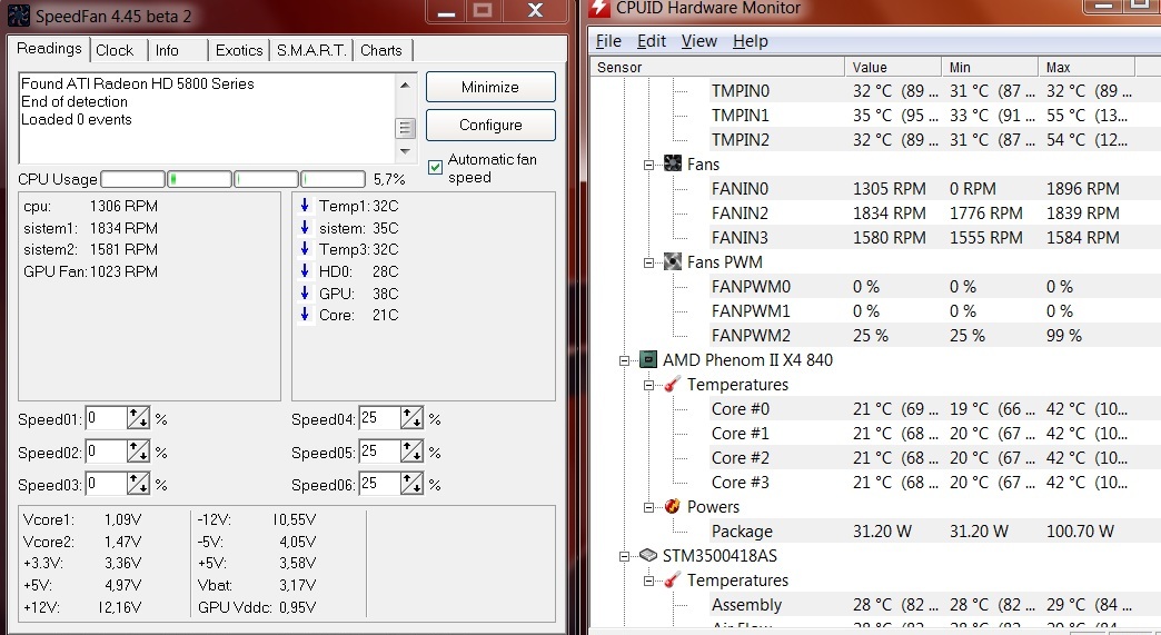  speedfan sorunu. Fanlara söz geçmiyor.