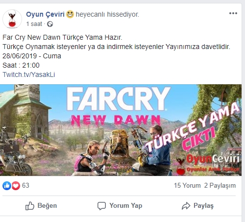 Far Cry New Dawn Türkçe Yama v 3.00 [OyunÇeviri]
