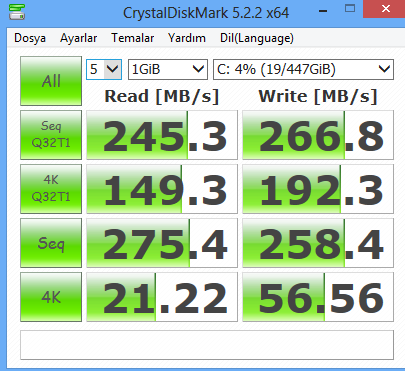 Aldığım ssd gerçek değerlerini vermiyor