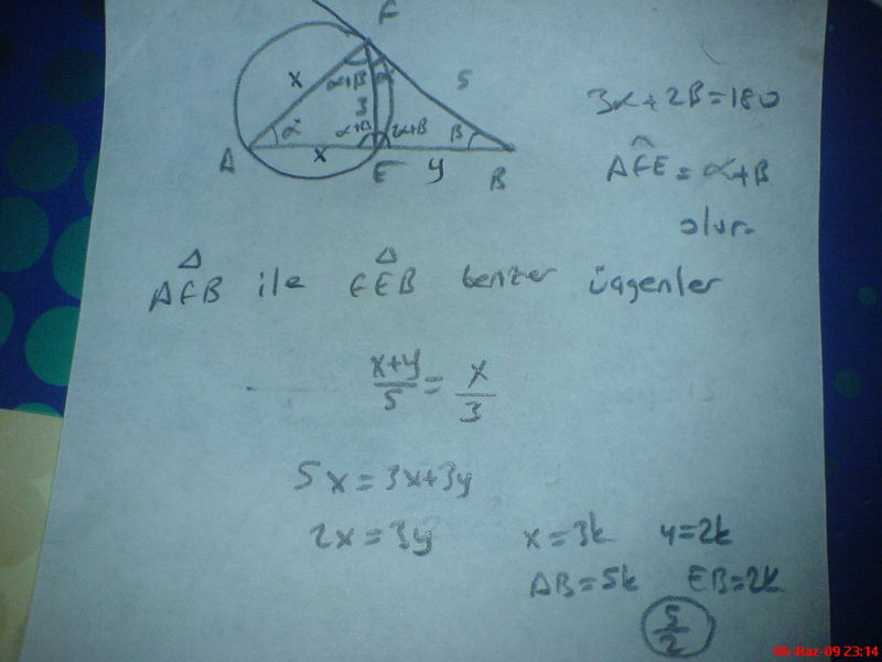  geometri sorusu 20dk uğraştım çıkmadı