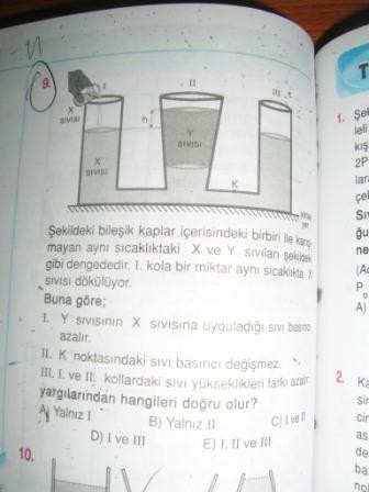  Fizik Sıvı Basıncı Sorularım