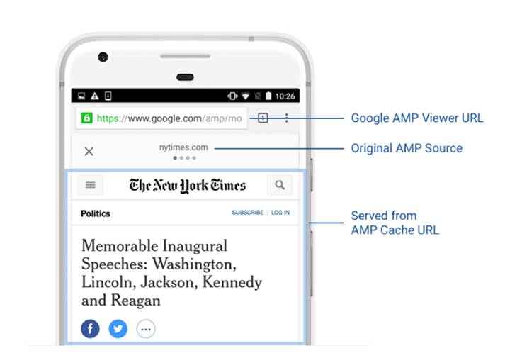 Google AMP sayfalarında artık orijinal adresler yer alacak
