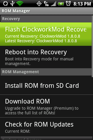 Rom installing. ROM Manager. Recovery ROM. Downloaded_ROM.