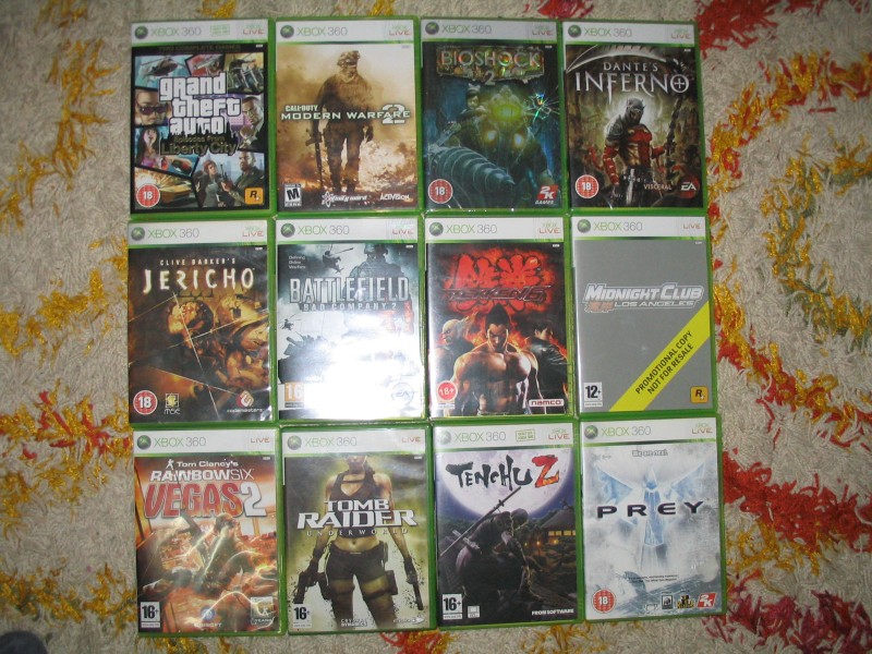  DANTE'S INFERNO,BIOSHOCK 2,BC 2,TEKKEN 6 ve diğerleri(XBOX 360)