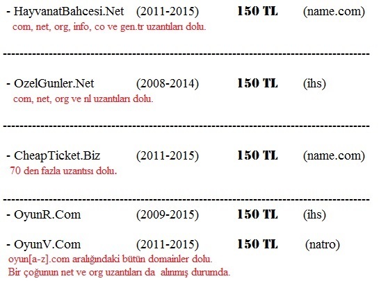  İhtiyaçtan satılık. Bu fiyata bu domainler kaçmaz.