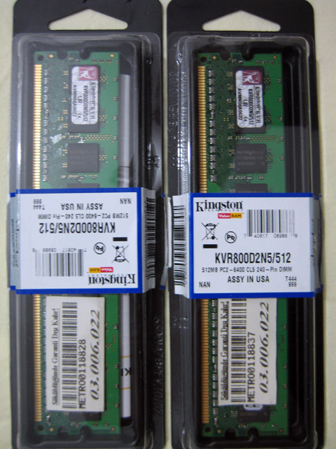  KINGSTON 1 GB (2 x 512 MB) 800 MHZ DUALKIT DDR2 30 TL