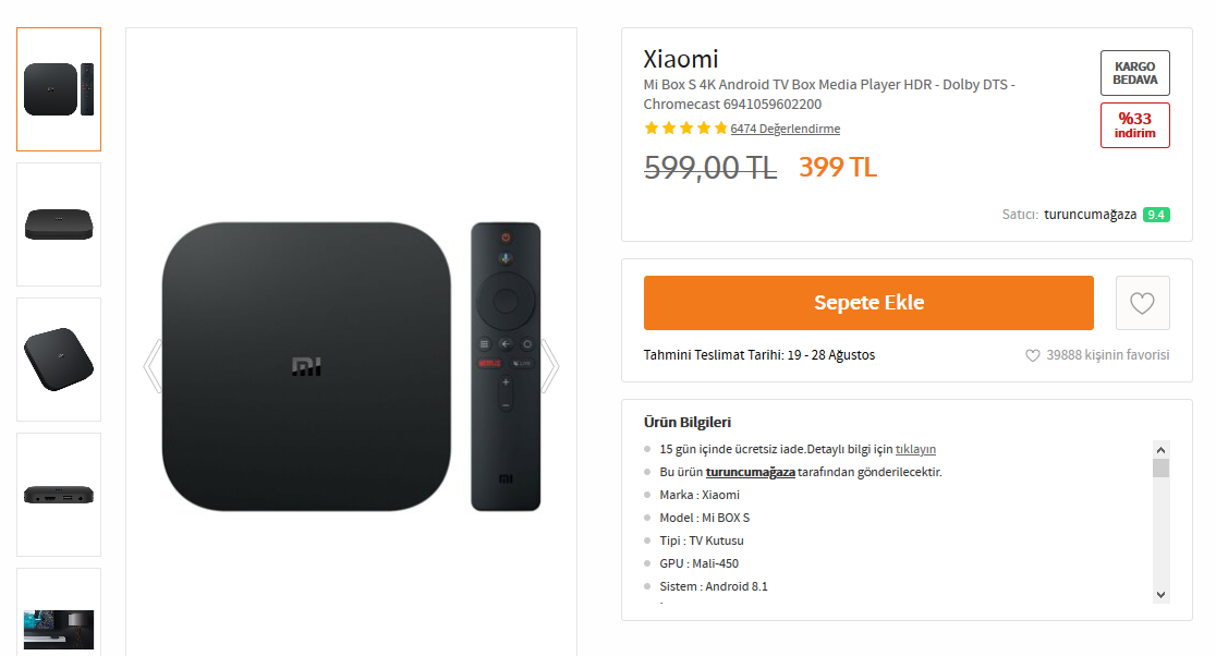 Как подключить тв приставку заоии бокс с Xiaomi Mi Box S 4K Android TV Box Media Player 399TL (Trendyol)