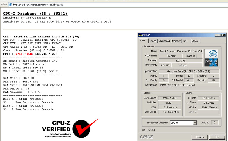  Presler 3.46GHZ @ LN2 / 6748 MHZ WR / Resimler Eklendi (05.Nisan.2006)