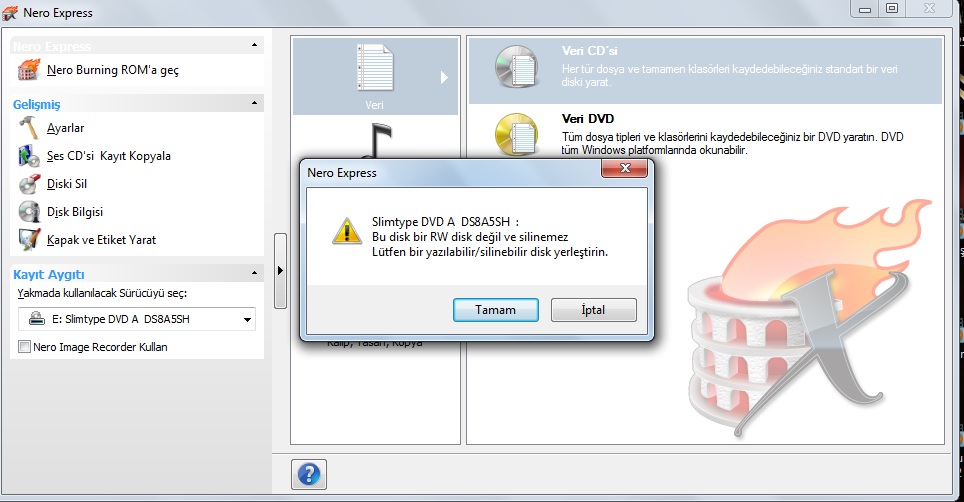  nero tekrar yazılabilir cd